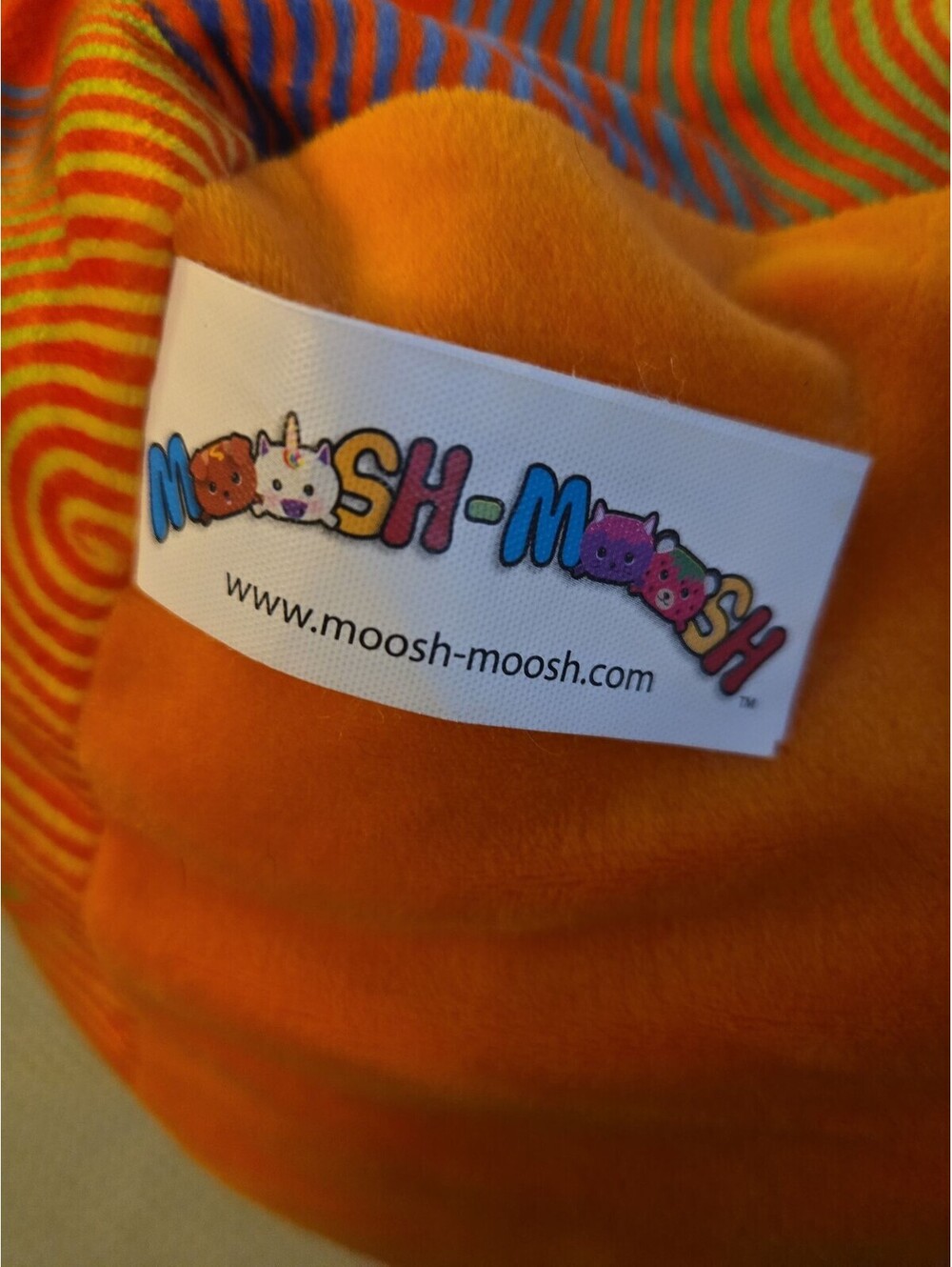 Moosh-Moosh Sparkle Eye Fox Plush Pillow - Orange Psychedelic Swirl - Picture 3 of 6
